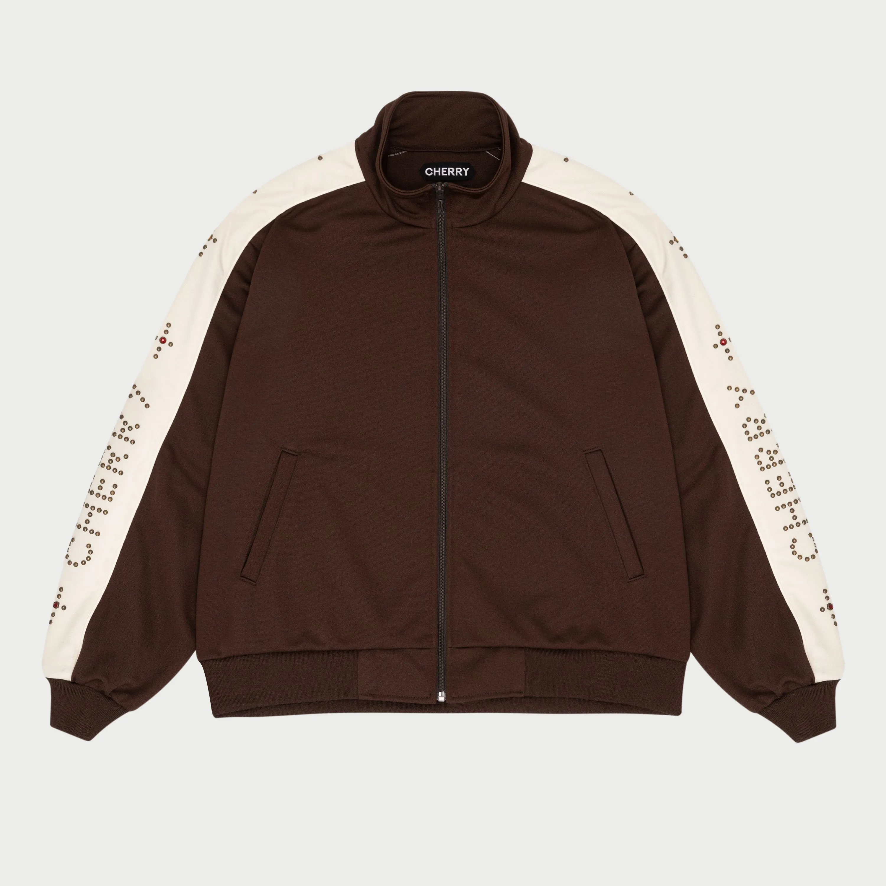 Studded Track Jacket (Brown)