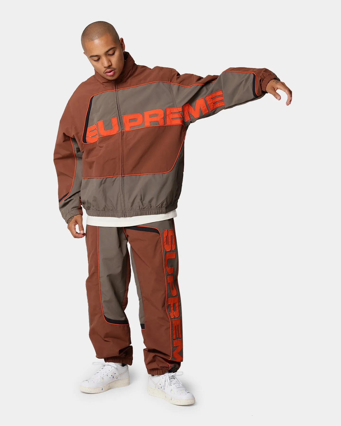 Supreme Panelled Track Jacket Brown