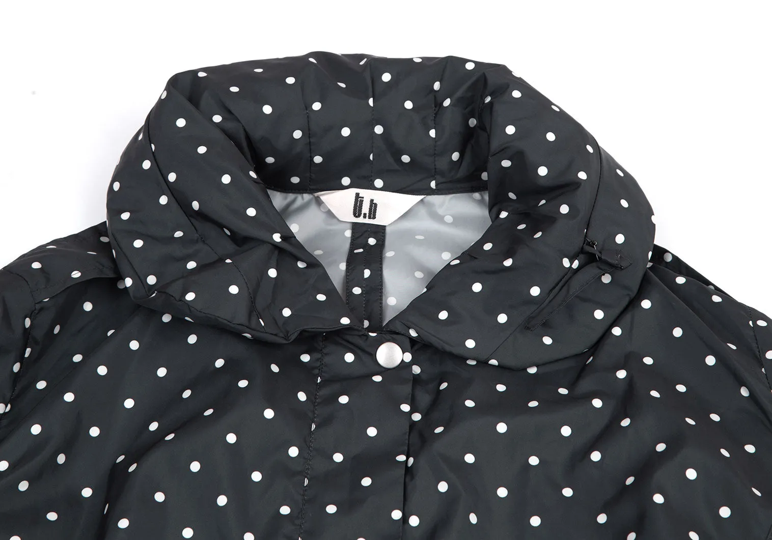 t.b SENSOUNICO Japan. Black Poly Dot Zipper Light Weight Rain Trench Coat