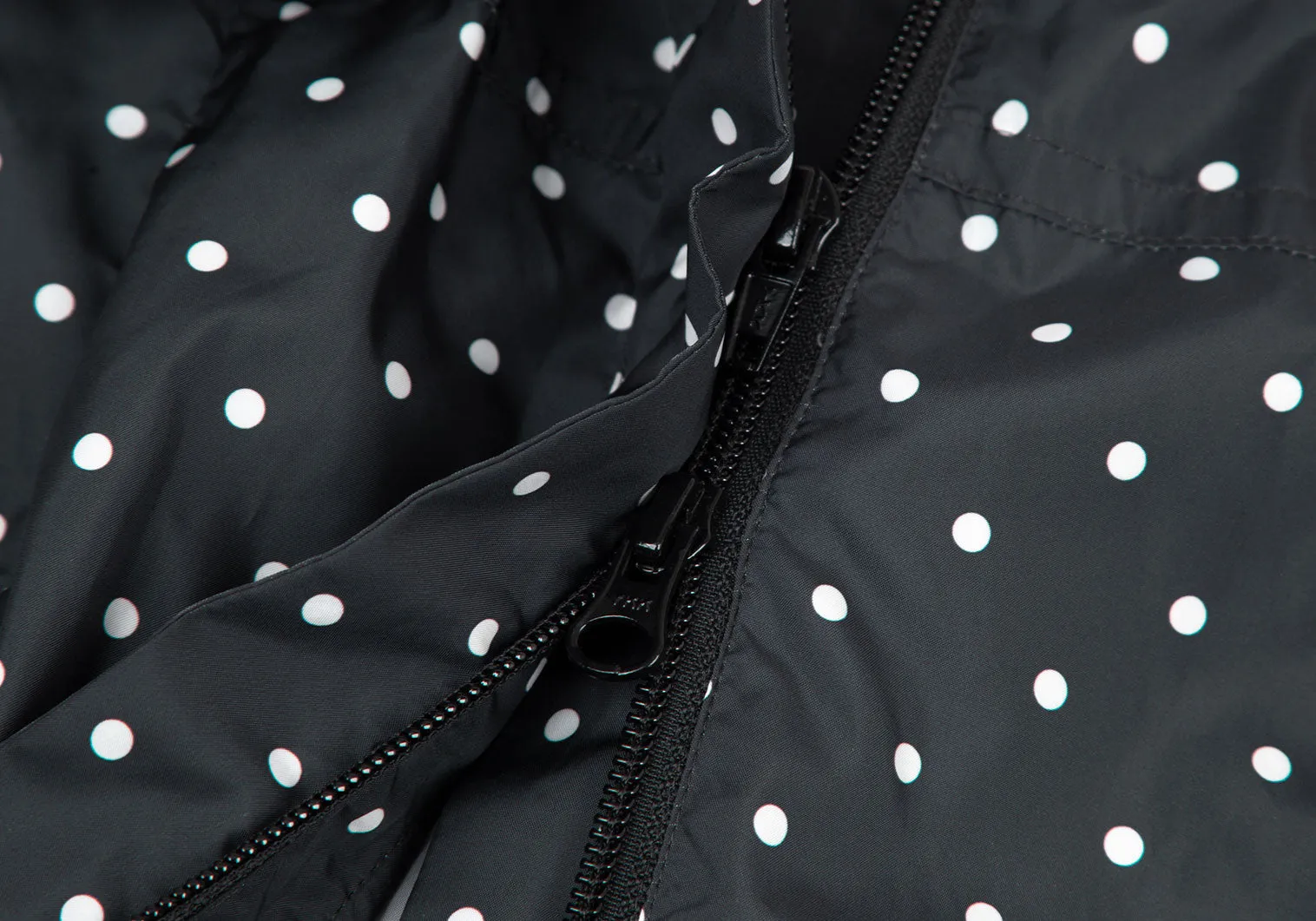 t.b SENSOUNICO Japan. Black Poly Dot Zipper Light Weight Rain Trench Coat