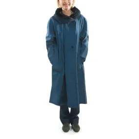 Tea Length Donatella Rain Coat - Sapphire