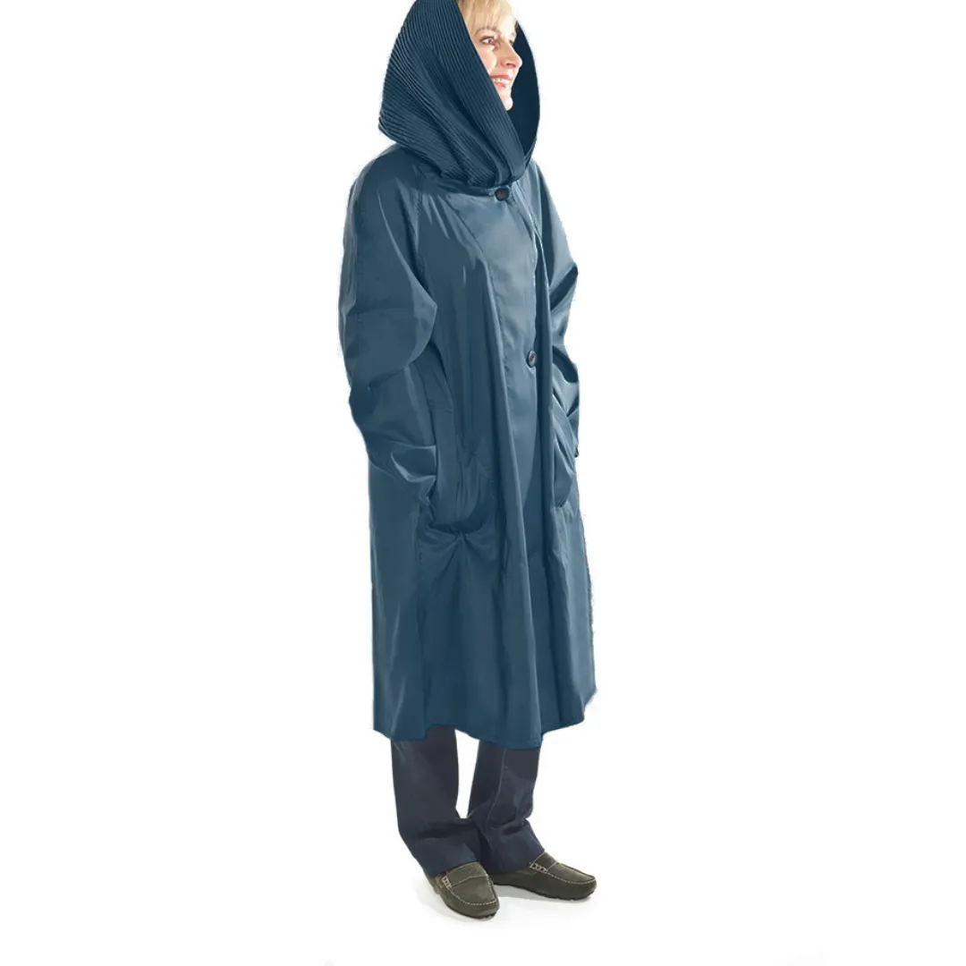 Tea Length Donatella Rain Coat - Sapphire