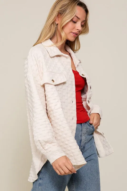 The Coziest Quilted Button Down Long Sleeve Jacket