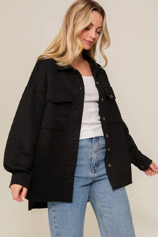 The Coziest Quilted Button Down Long Sleeve Jacket