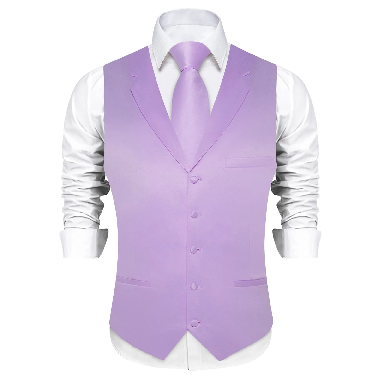 Ties2you Dress Vest Lilac Purple Solid Notched Collar Mens Silk Wedding Vest