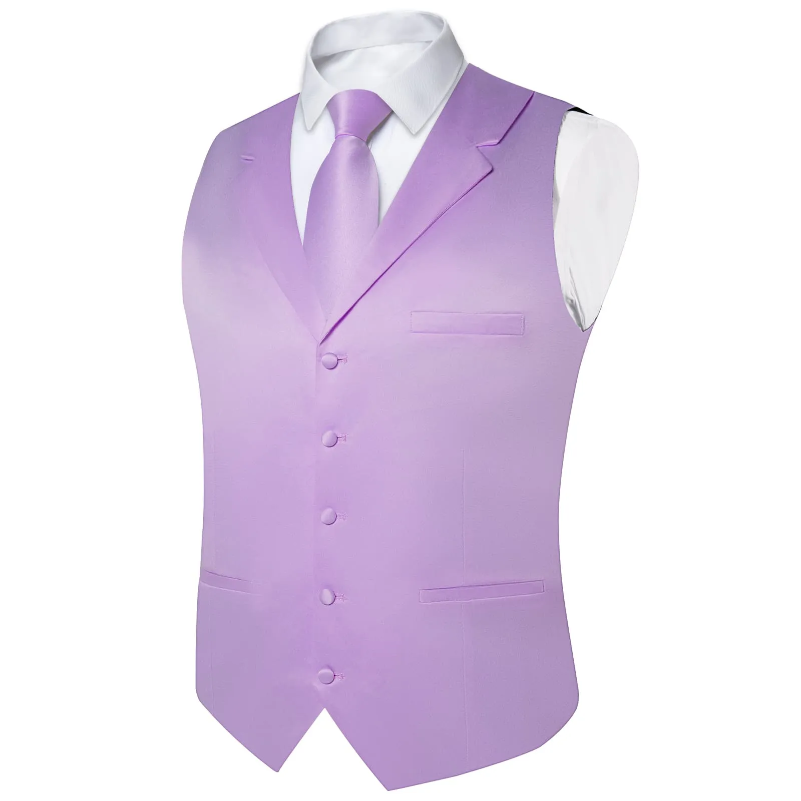 Ties2you Dress Vest Lilac Purple Solid Notched Collar Mens Silk Wedding Vest