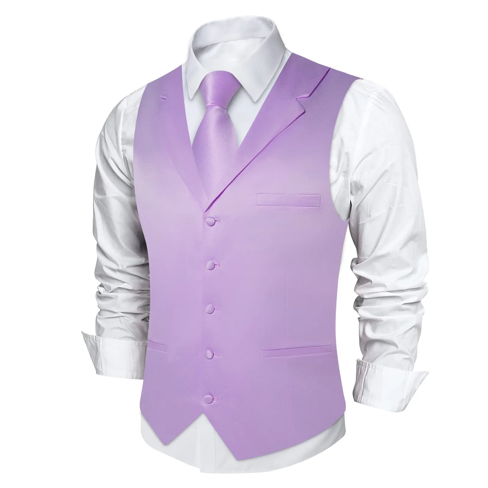 Ties2you Dress Vest Lilac Purple Solid Notched Collar Mens Silk Wedding Vest