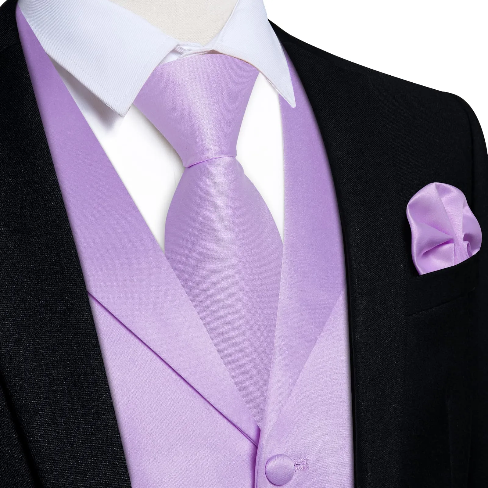 Ties2you Dress Vest Lilac Purple Solid Notched Collar Mens Silk Wedding Vest