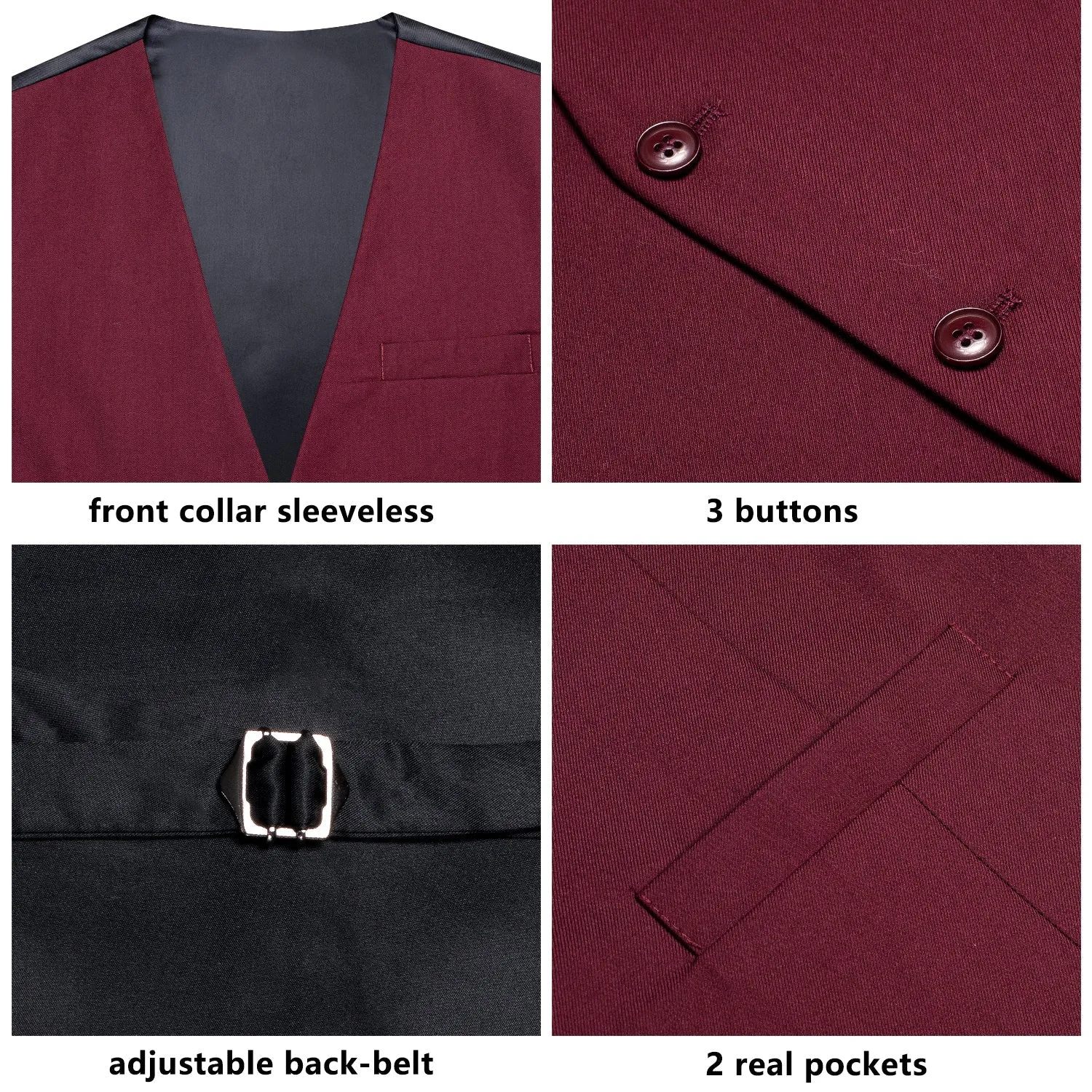 Ties2you Red Vest Burgundy Cotton Solid Splicing Jacquard Men's Vest