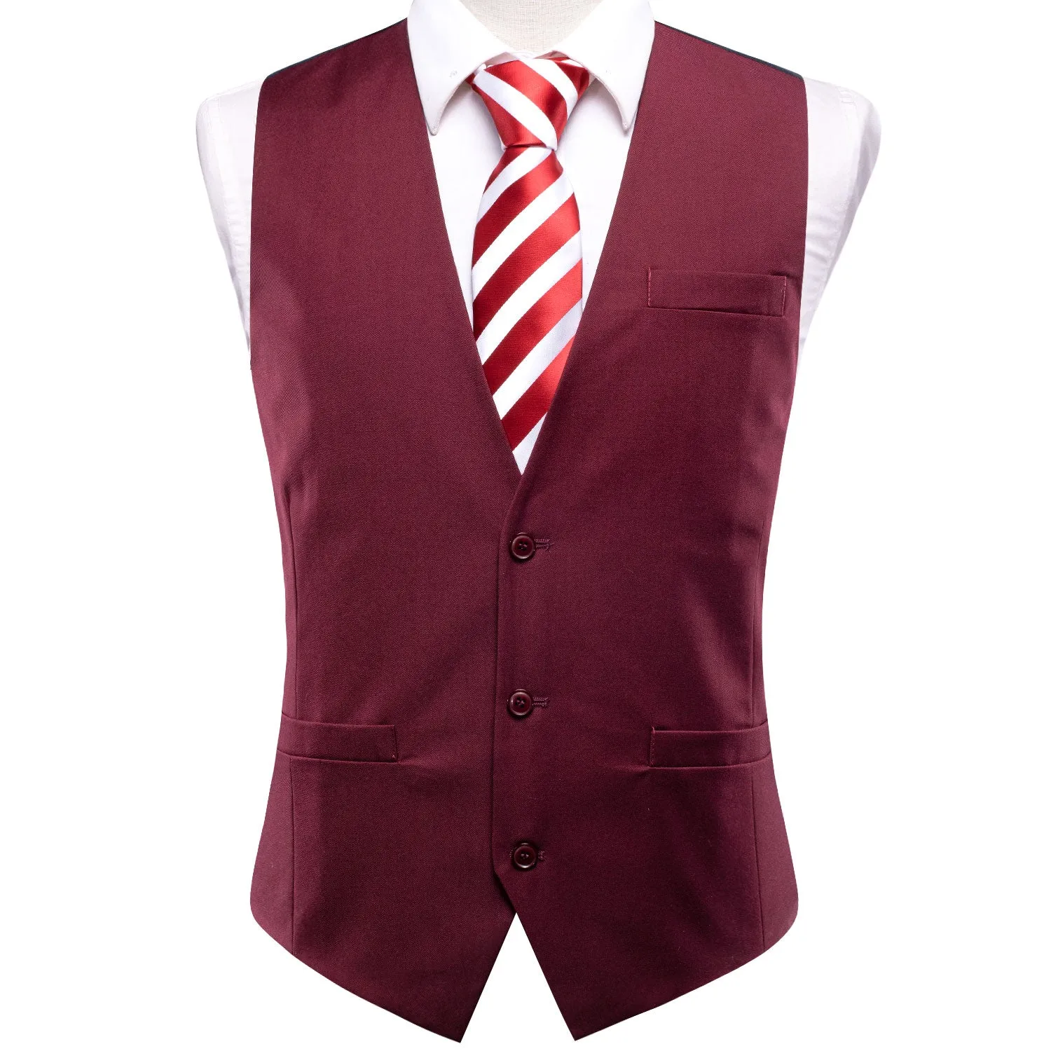 Ties2you Red Vest Burgundy Cotton Solid Splicing Jacquard Men's Vest