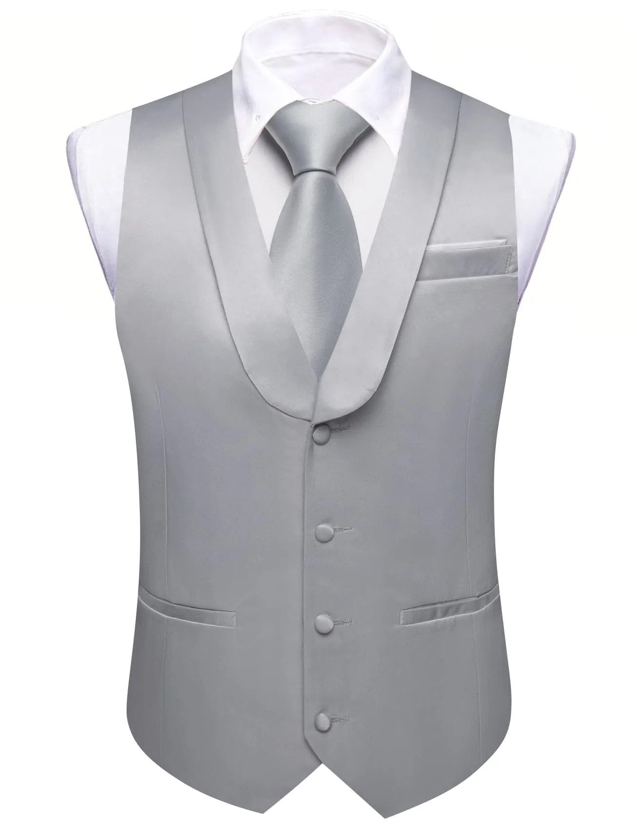 Ties2you Tuxedo Vest Smoke Grey Solid Button Shawl Collar Dress Vest for Men