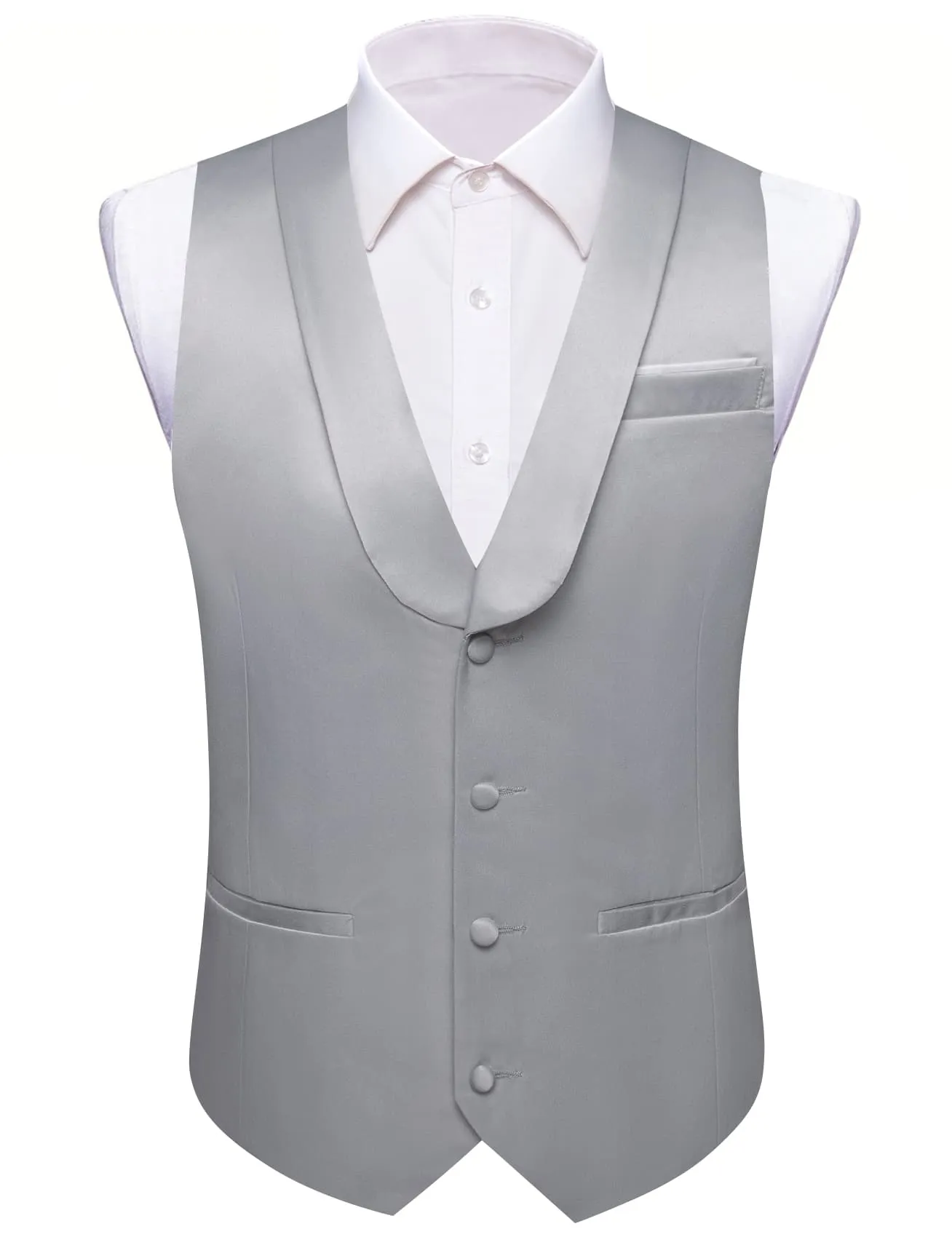 Ties2you Tuxedo Vest Smoke Grey Solid Button Shawl Collar Dress Vest for Men