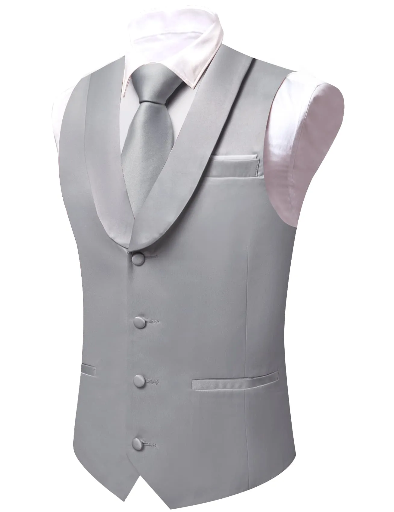 Ties2you Tuxedo Vest Smoke Grey Solid Button Shawl Collar Dress Vest for Men