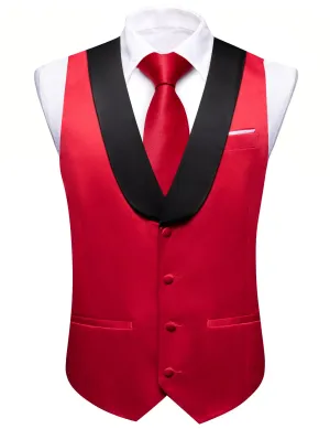 Ties2you Work Vest Firebrick Red Solid Shawl Collar Button Mens Vest Tie Set