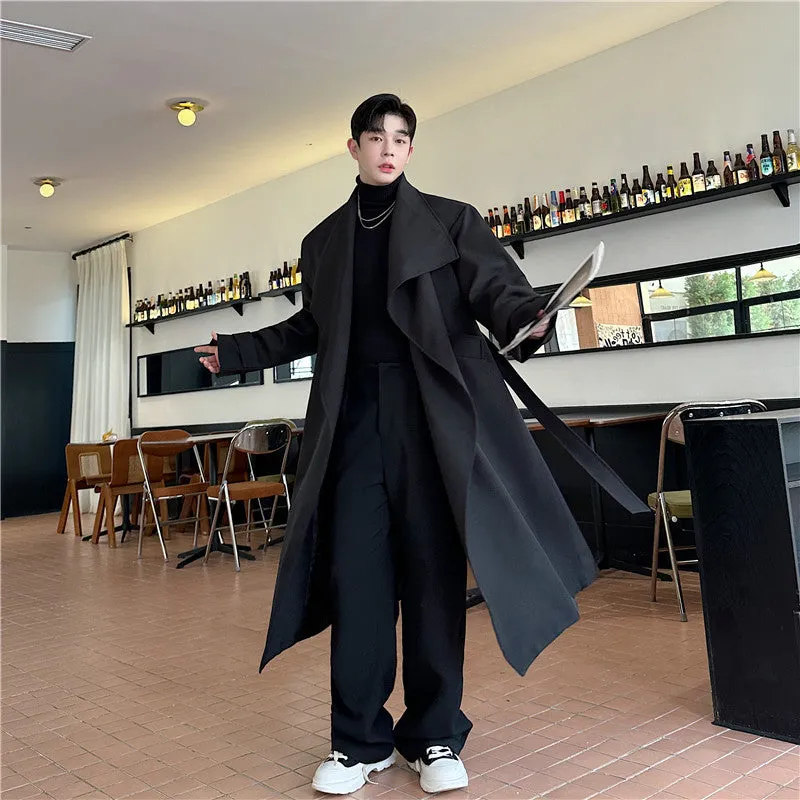 Toleet winter fits men 24 Autumn and Winter Fashionable Personality Large Lapel Design Korean Style Elegant Style Niche Trench Coat