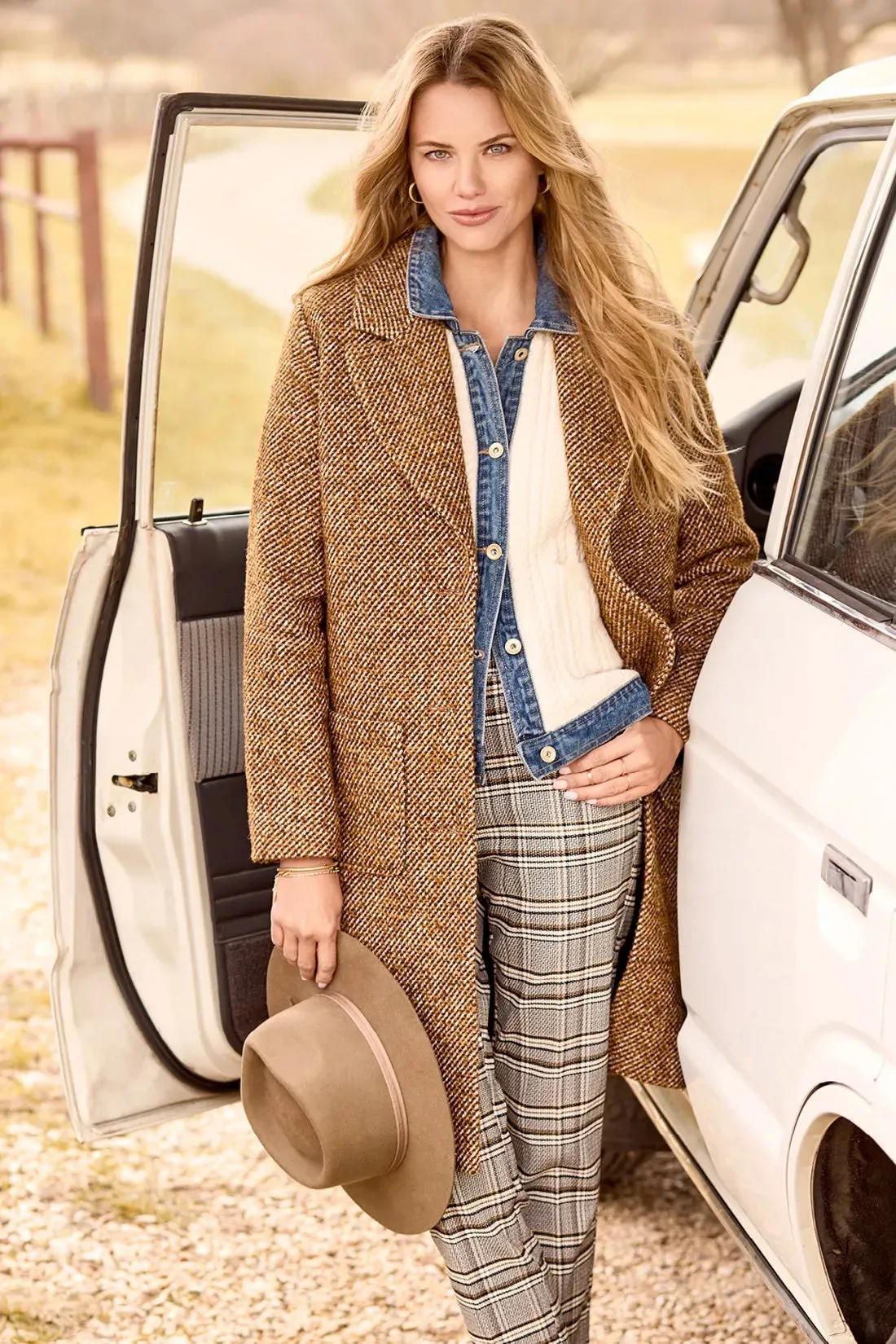 Tribal 79070 Tweed Duster Coat