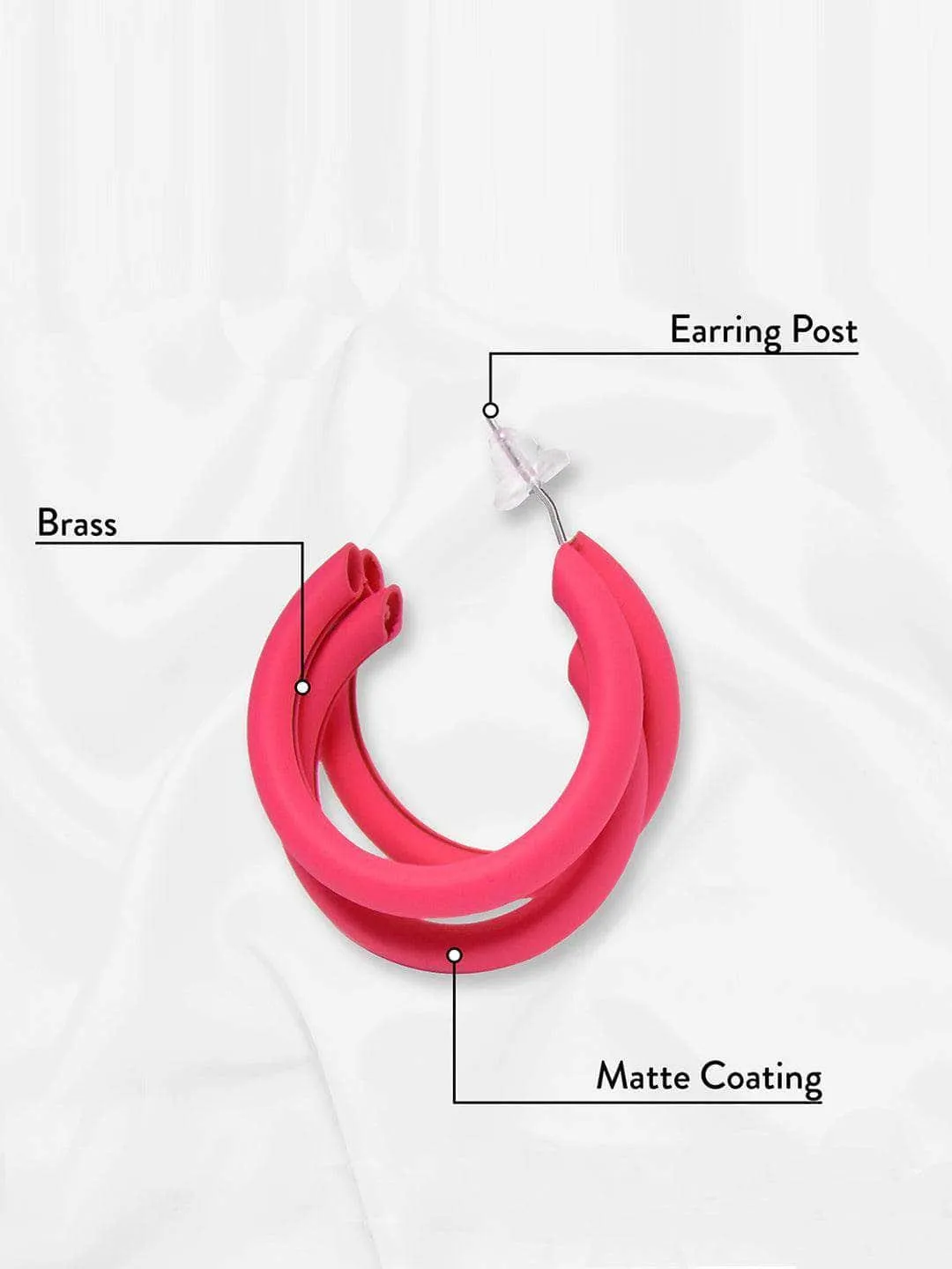 Triple Hoop Earrings Magenta Pink