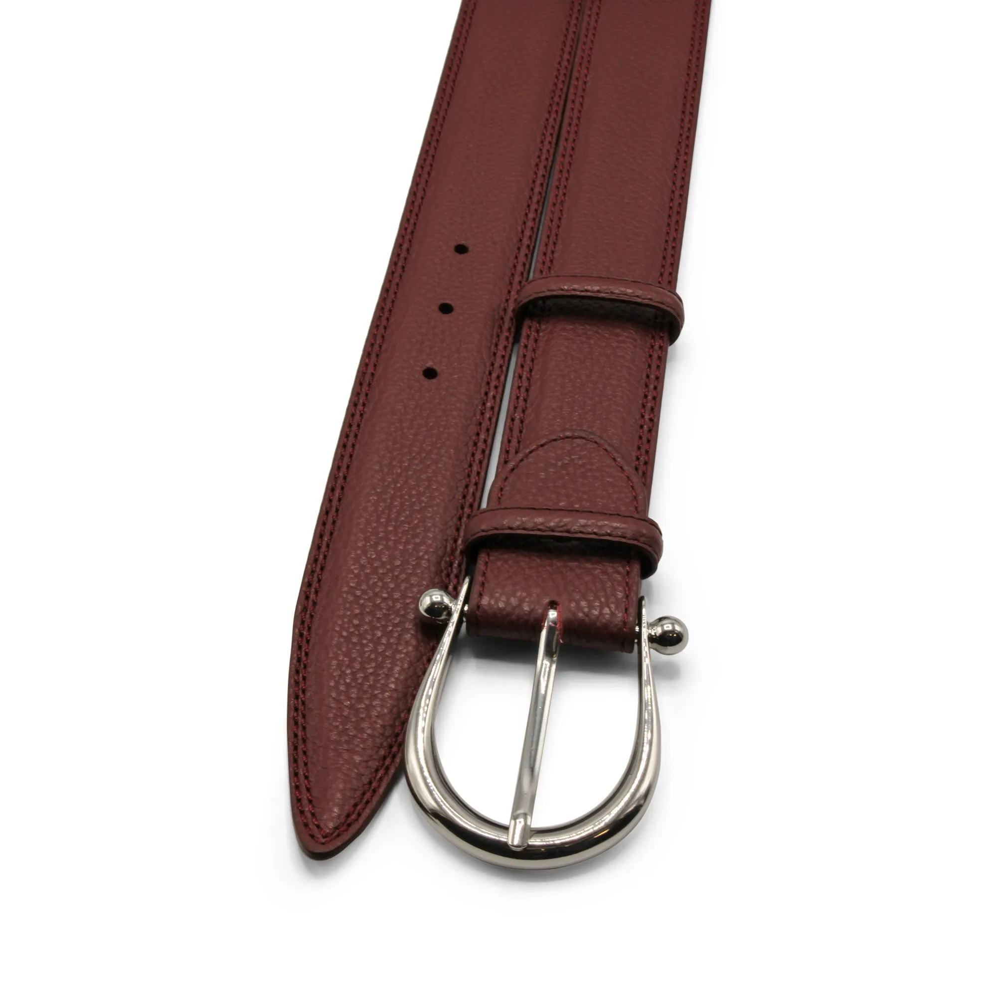 Tumbled Burgundy Casual Bogart Welt Bridle Belt