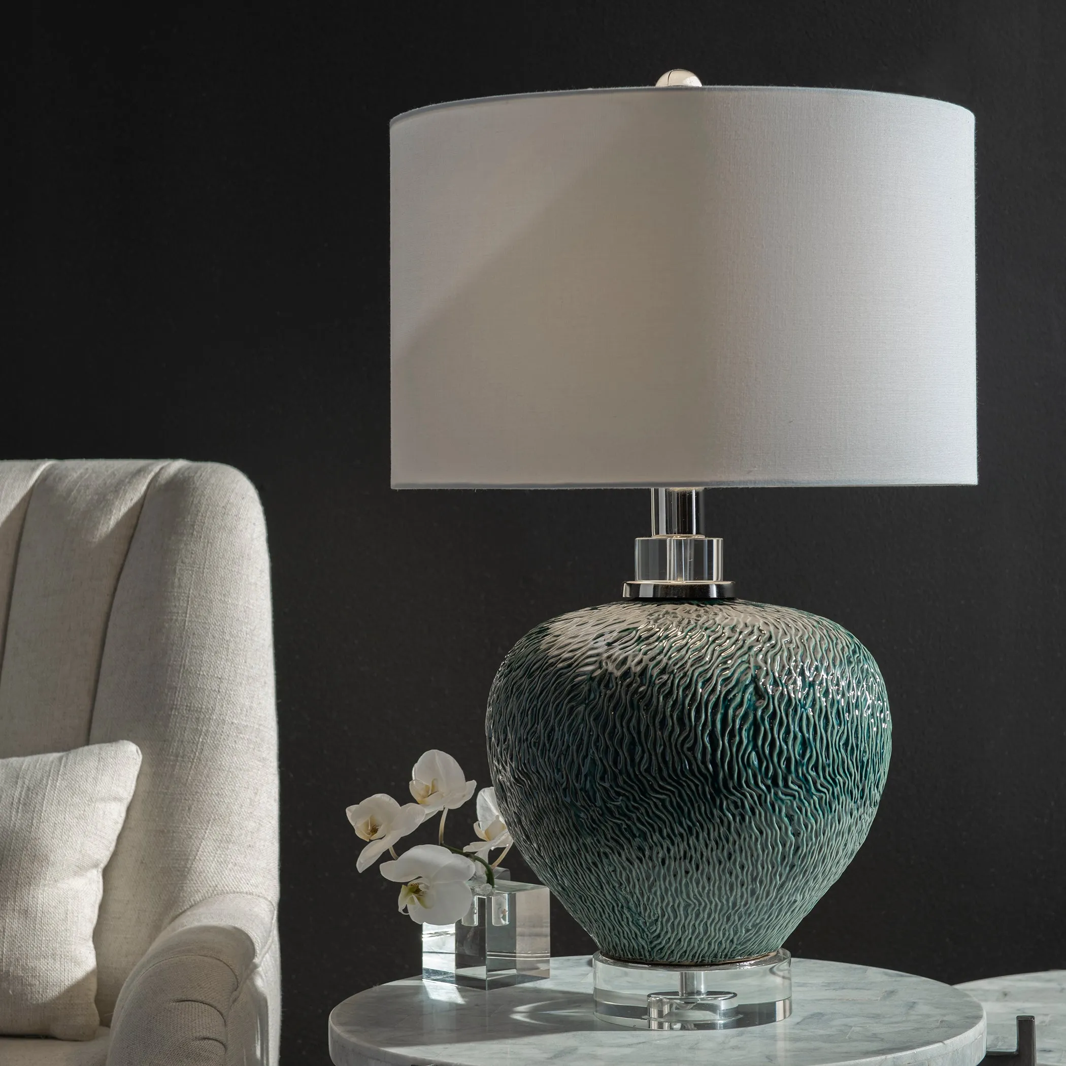 Uttermost Almera Dark Teal Table Lamp