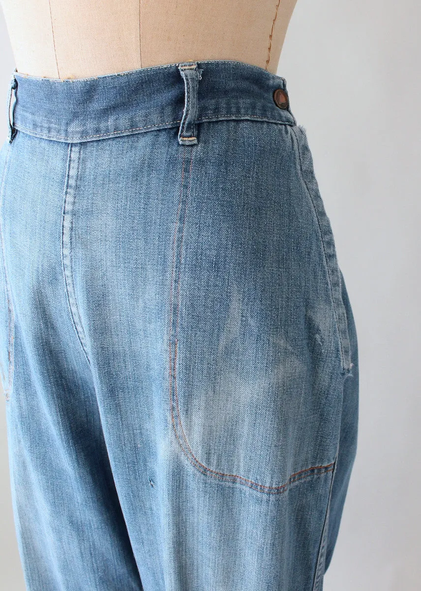 Vintage 1950s Distressed and Patched Jeans