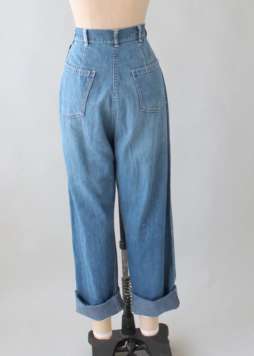 Vintage 1950s Distressed and Patched Jeans