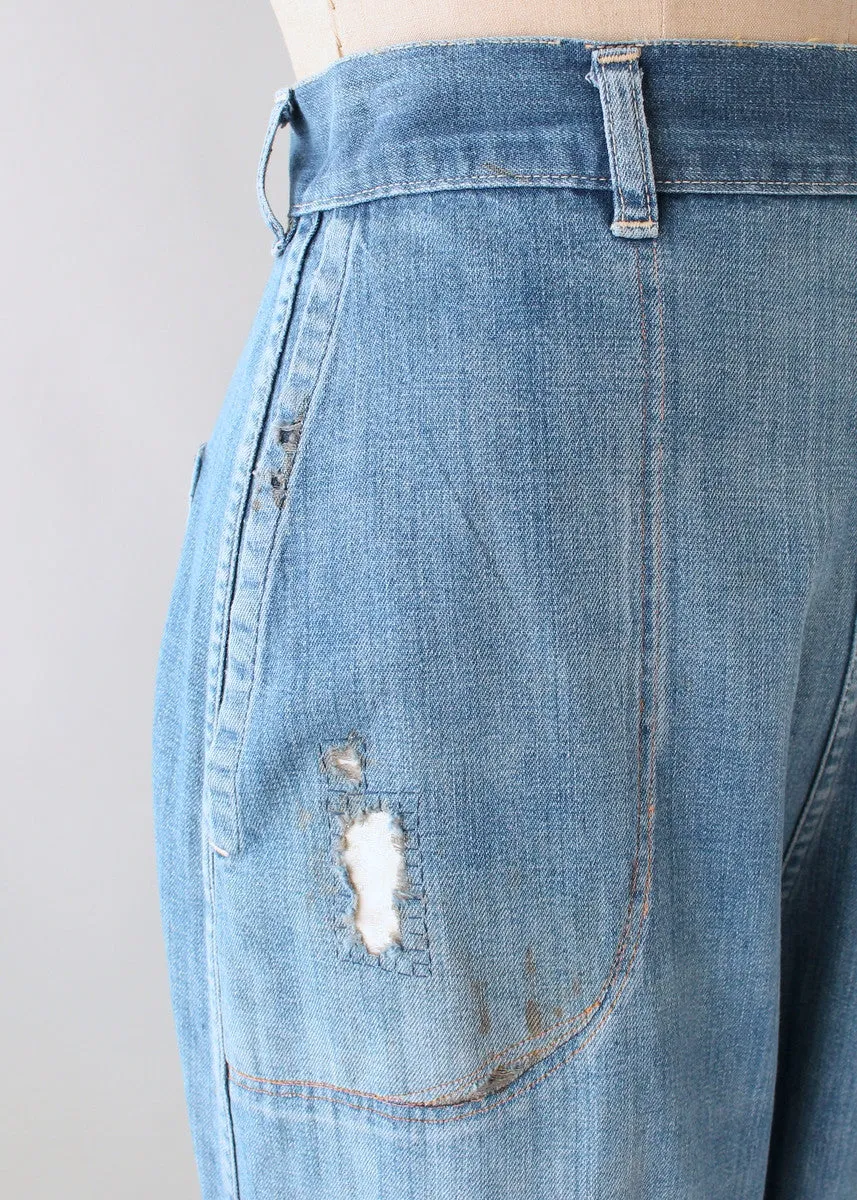 Vintage 1950s Distressed and Patched Jeans