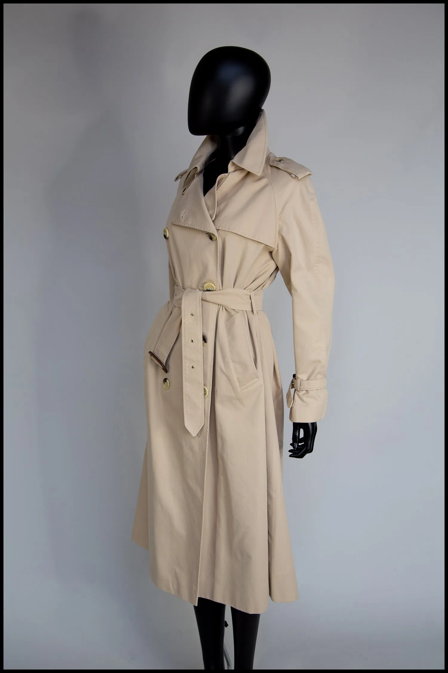 Vintage 1970s Long Beige Trench Coat