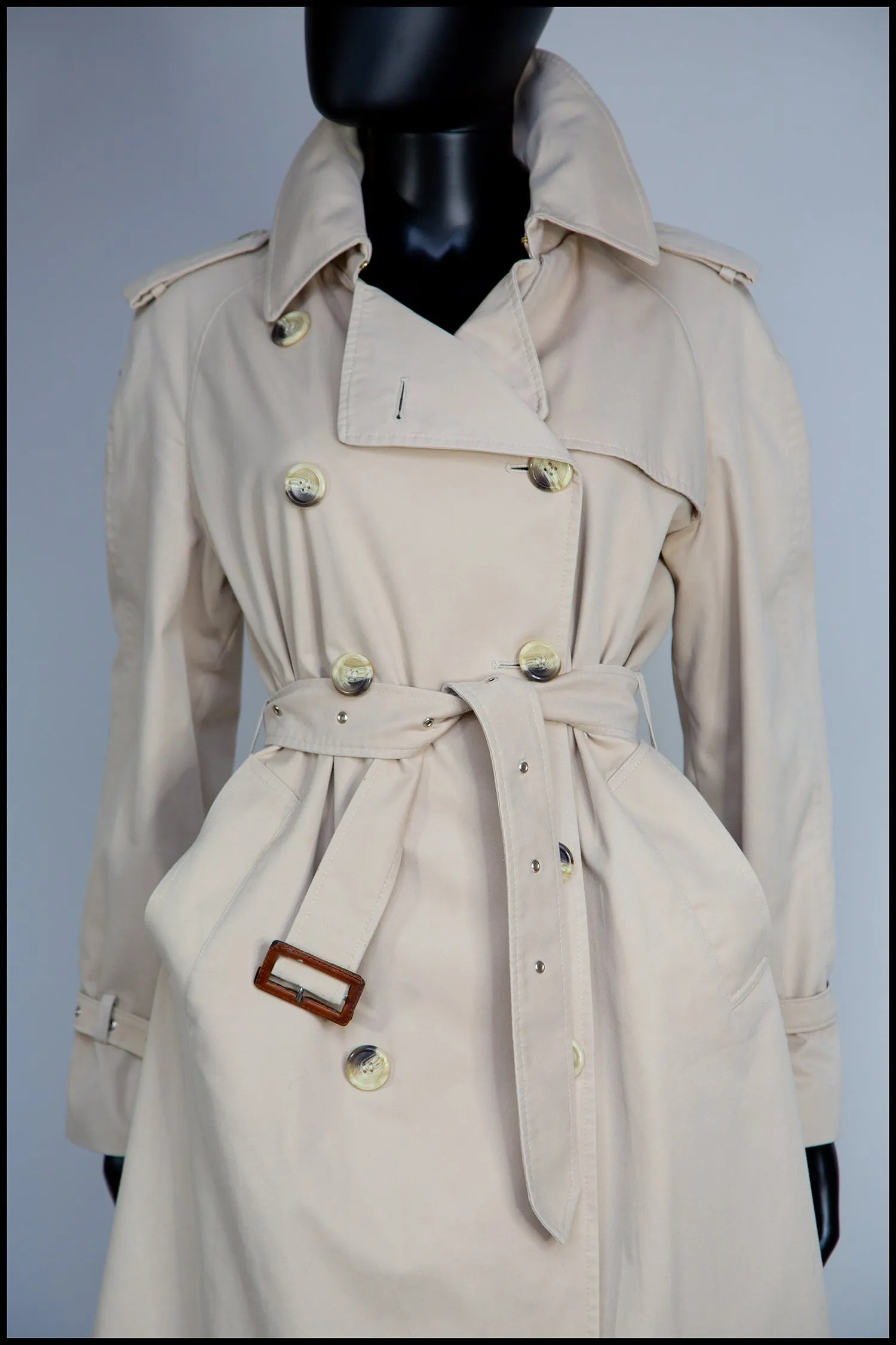 Vintage 1970s Long Beige Trench Coat