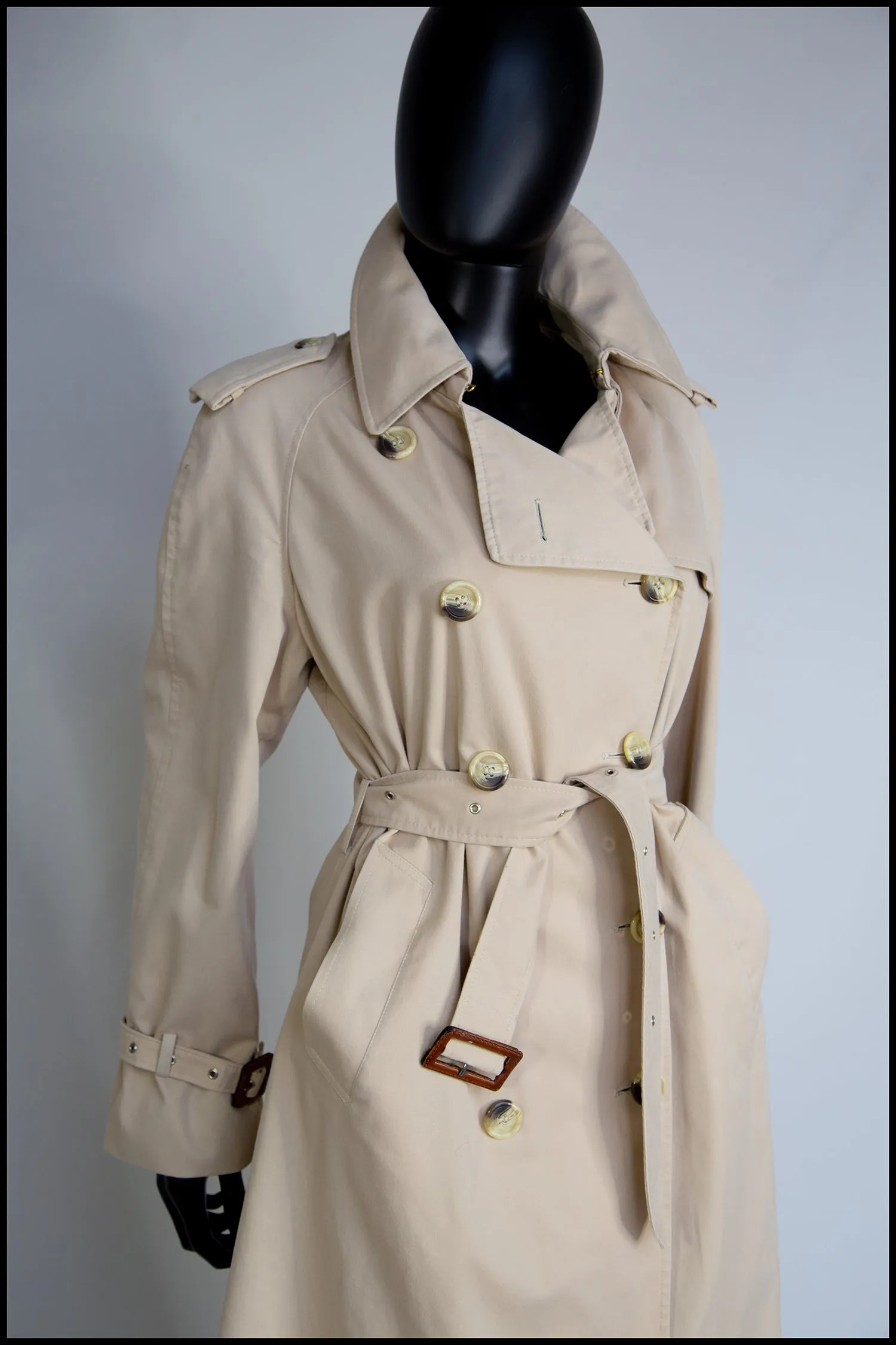 Vintage 1970s Long Beige Trench Coat