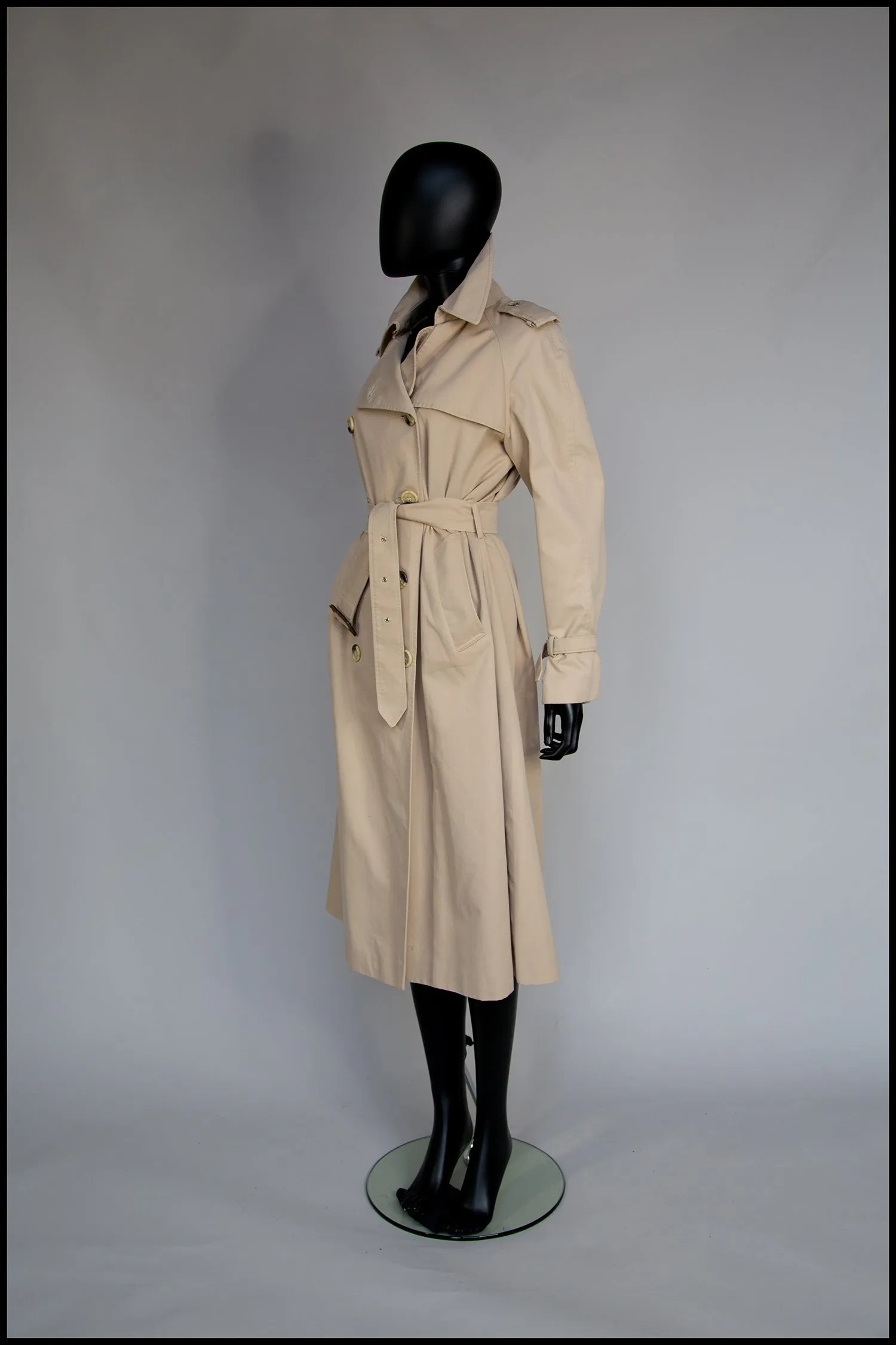 Vintage 1970s Long Beige Trench Coat