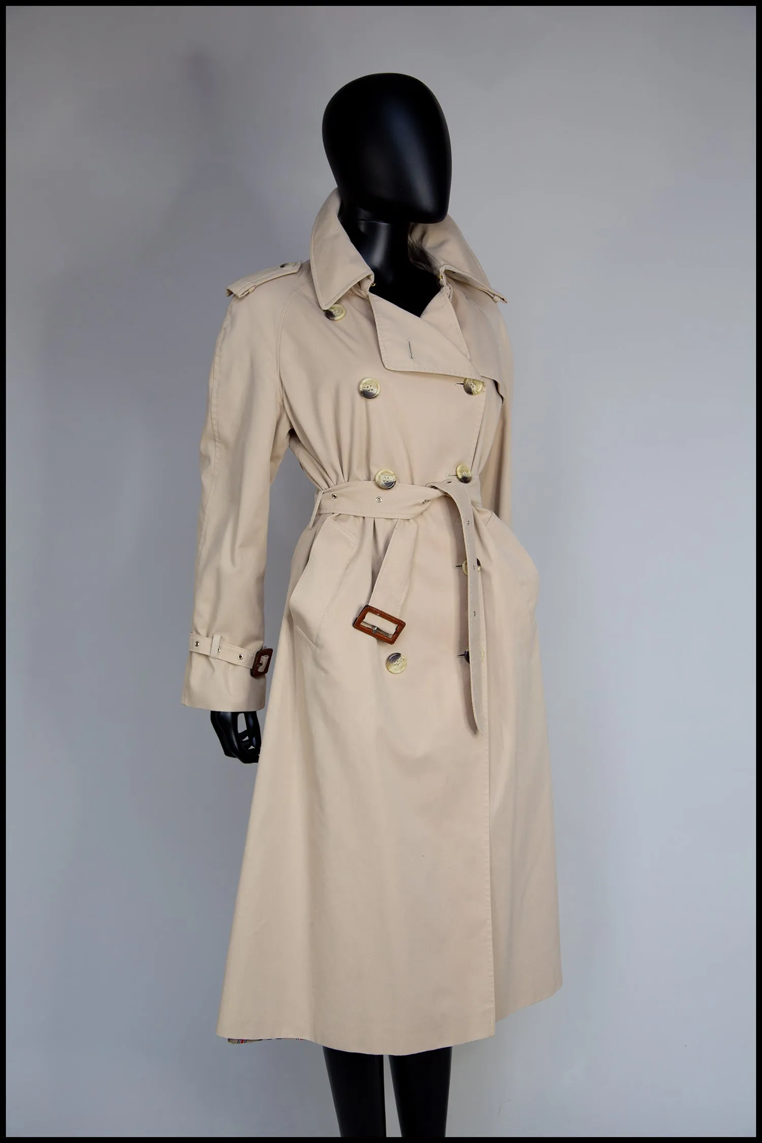 Vintage 1970s Long Beige Trench Coat