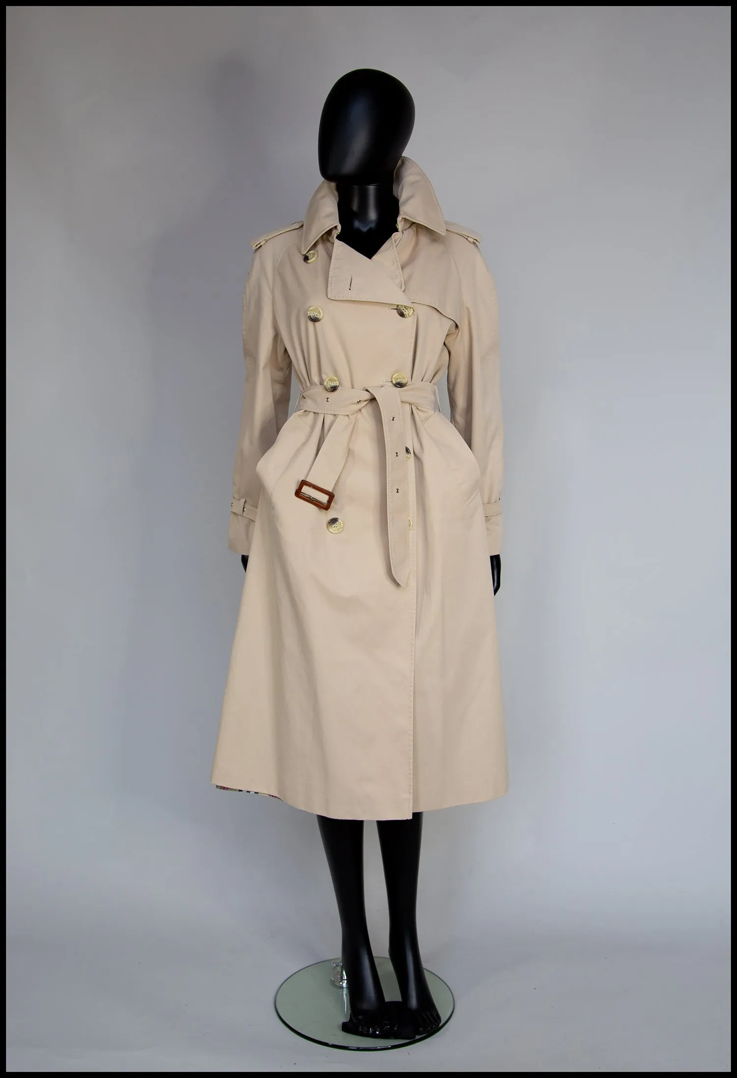 Vintage 1970s Long Beige Trench Coat