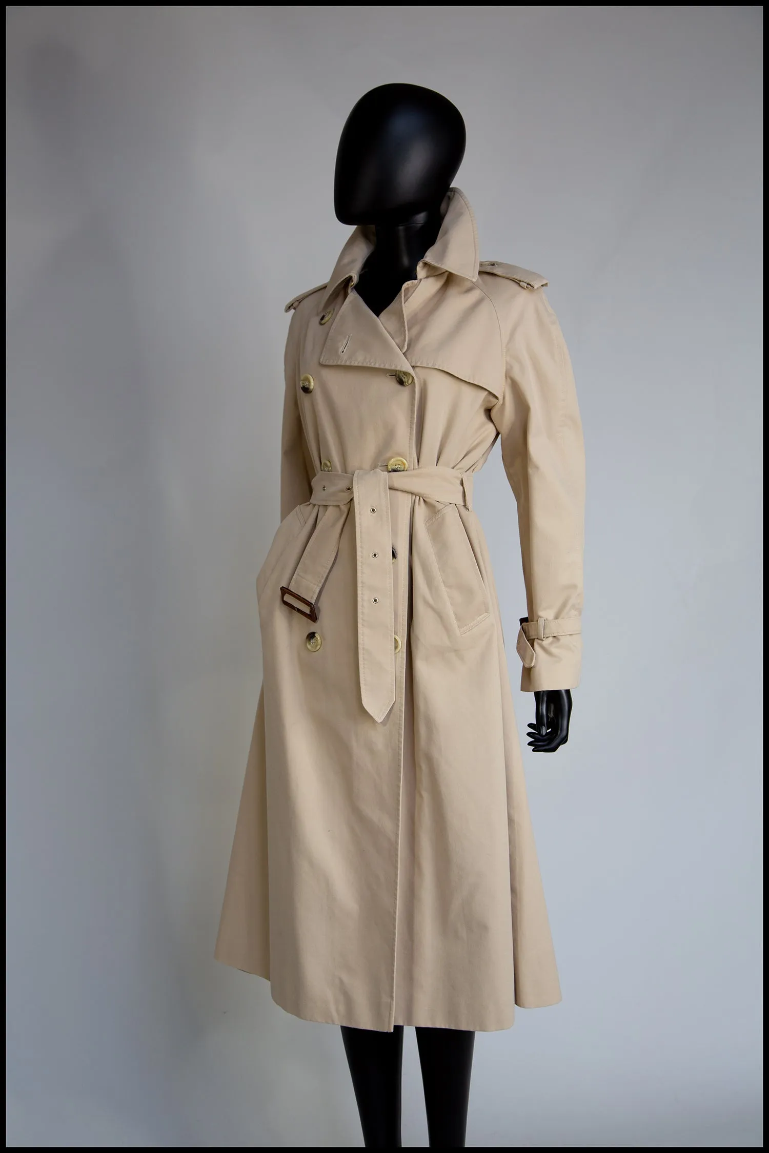 Vintage 1970s Long Beige Trench Coat