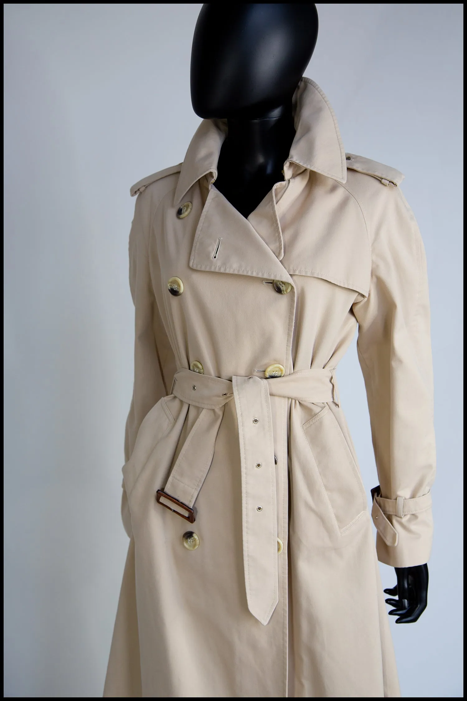 Vintage 1970s Long Beige Trench Coat