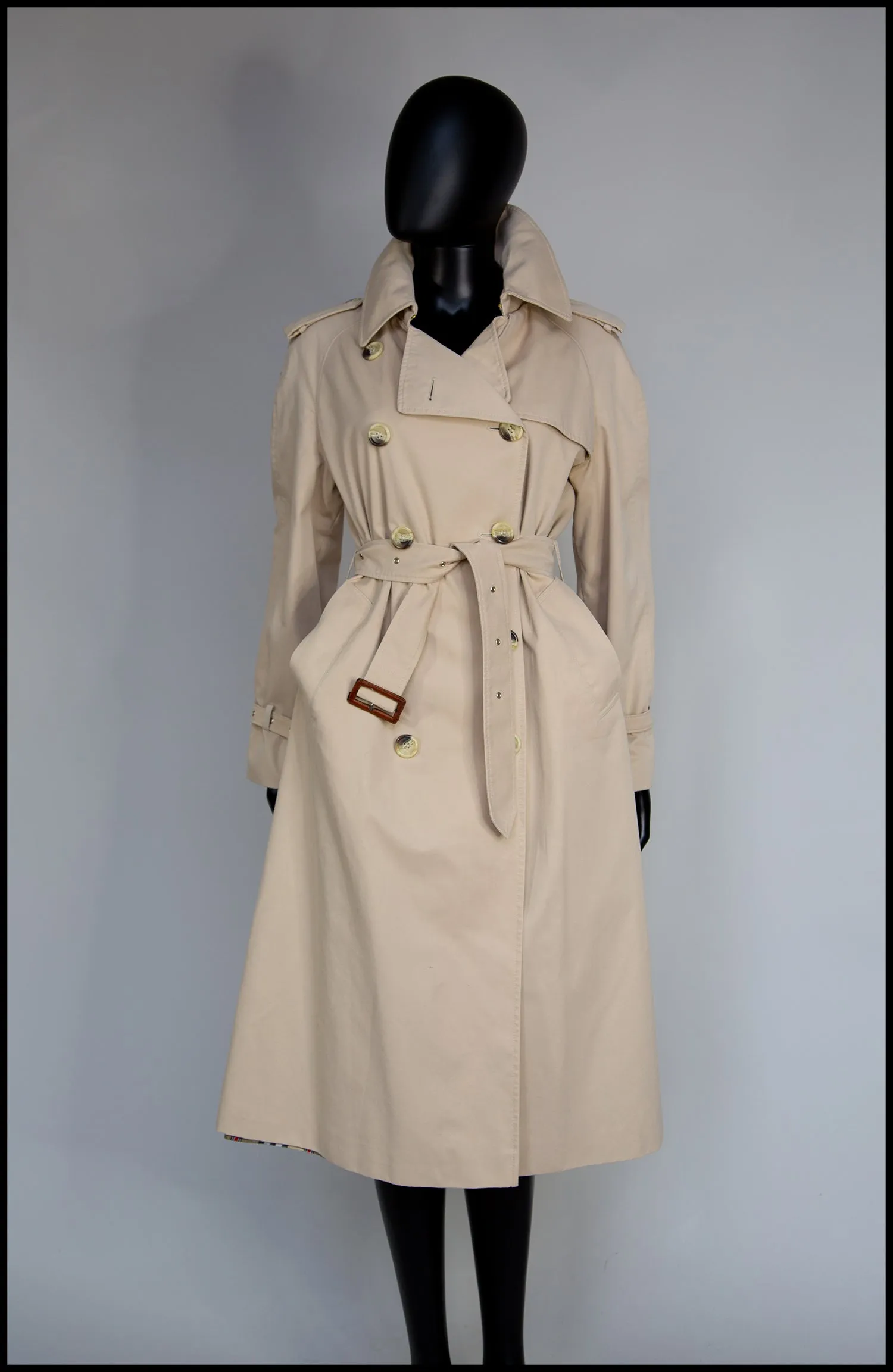 Vintage 1970s Long Beige Trench Coat