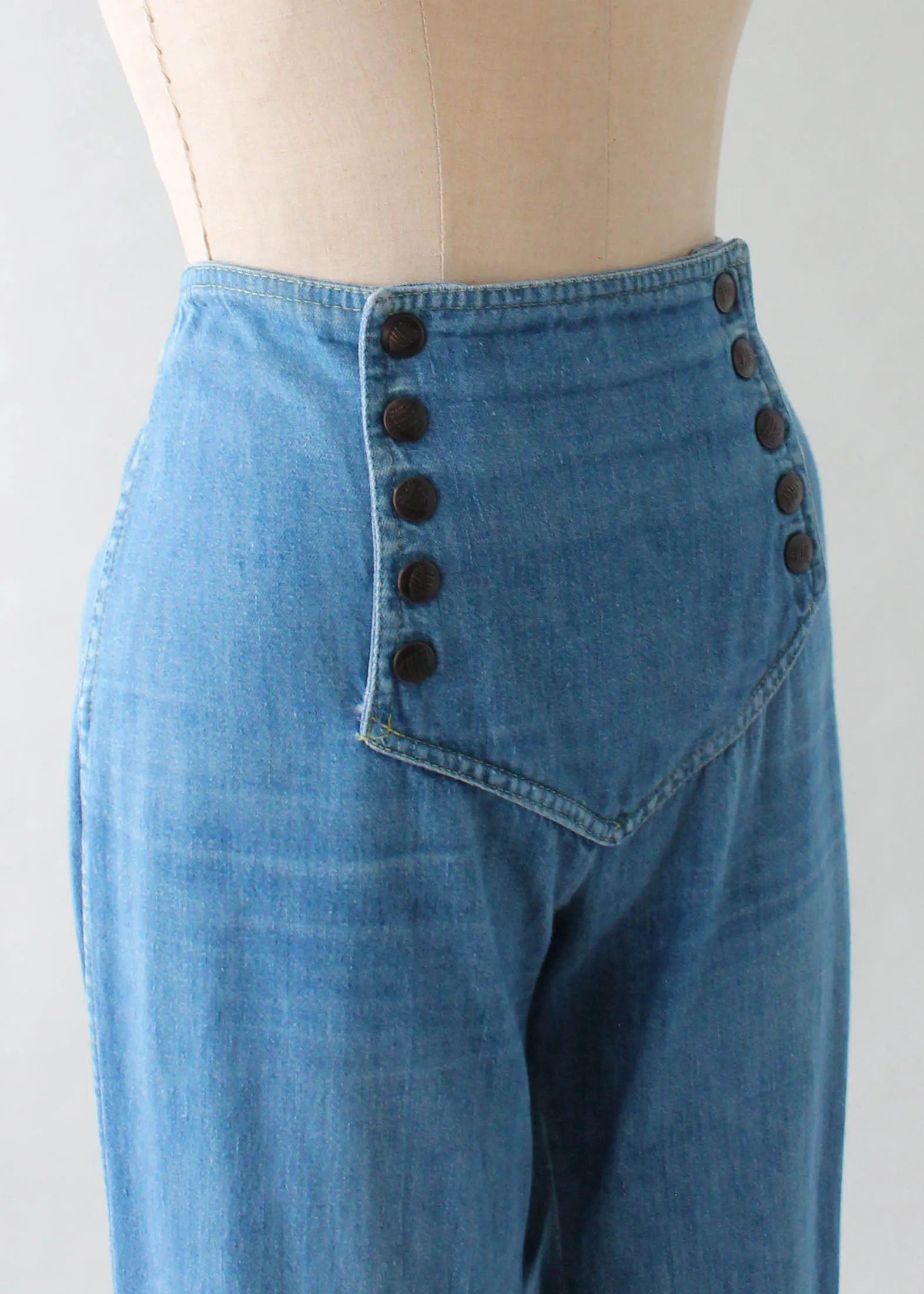 Vintage 1970s Snap Front Wide Leg Jeans