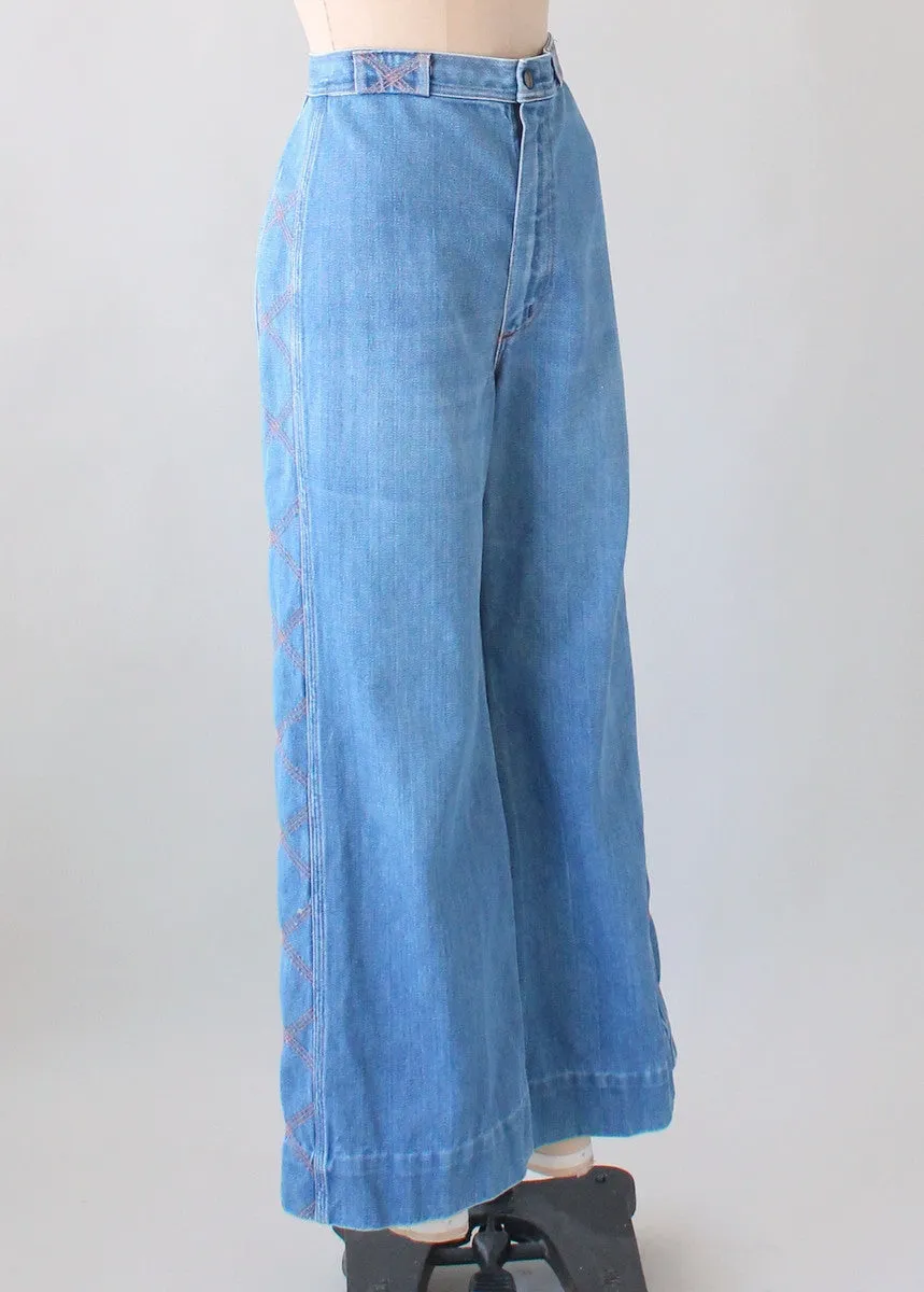 Vintage 1970s Wrangler Bell Bottoms with Stitched Sides