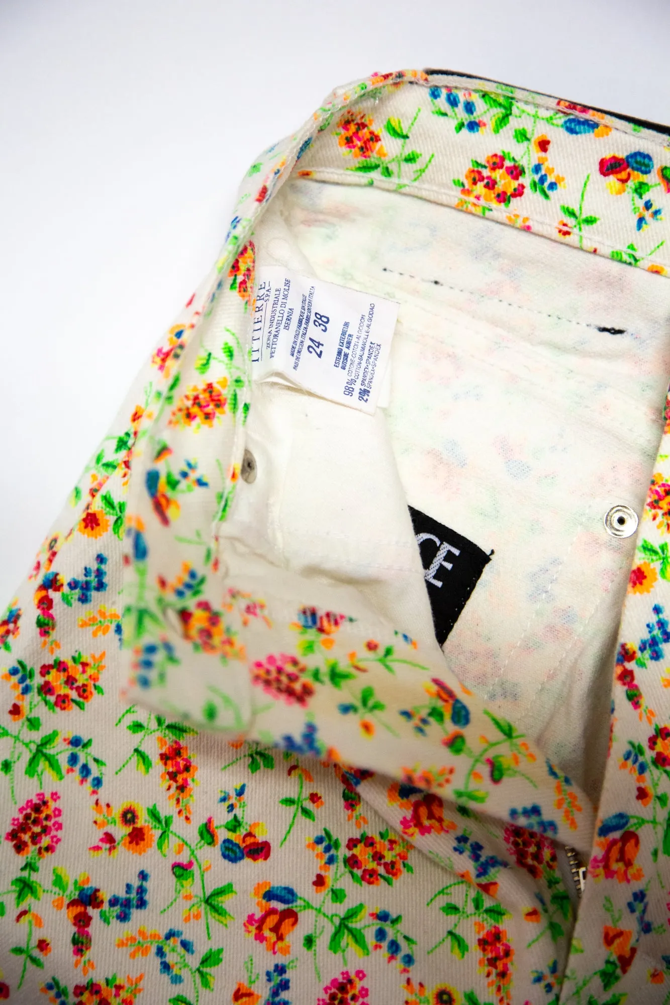 Vintage 1990s Floral White Versace High Waist Jeans