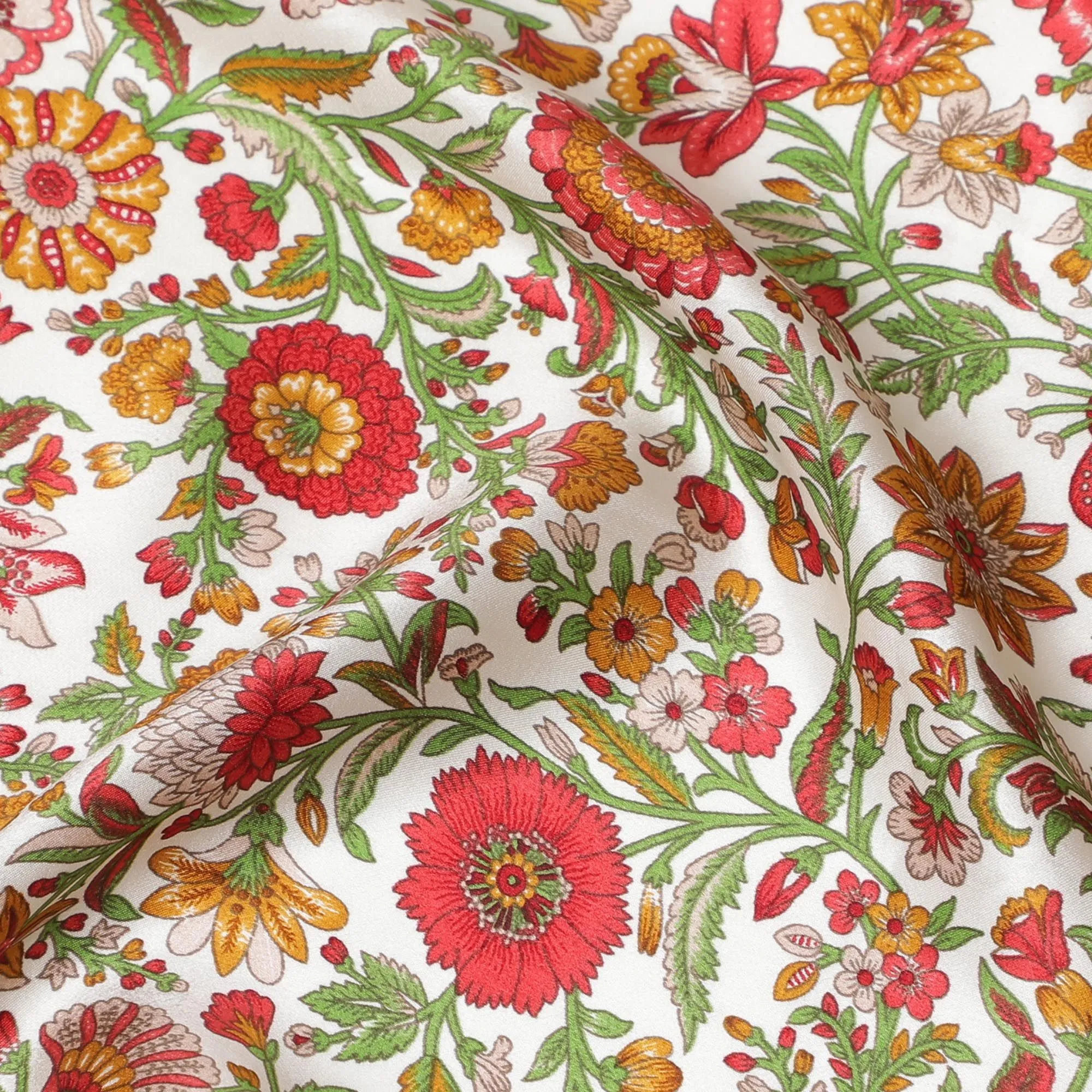 Vintage Blossom Silk Satin Fabric - 110cm Wide -D18287