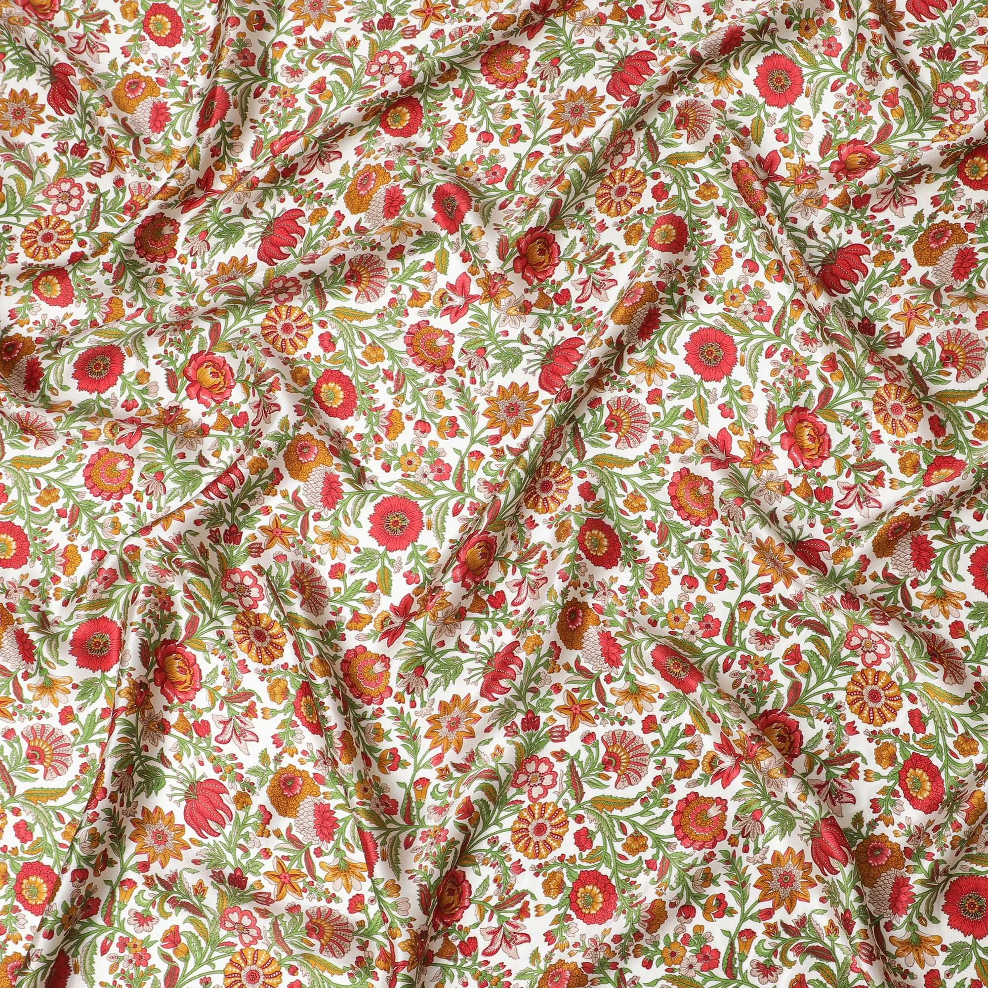 Vintage Blossom Silk Satin Fabric - 110cm Wide -D18287