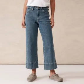 Wide Leg Crop Jean - Mid Indigo