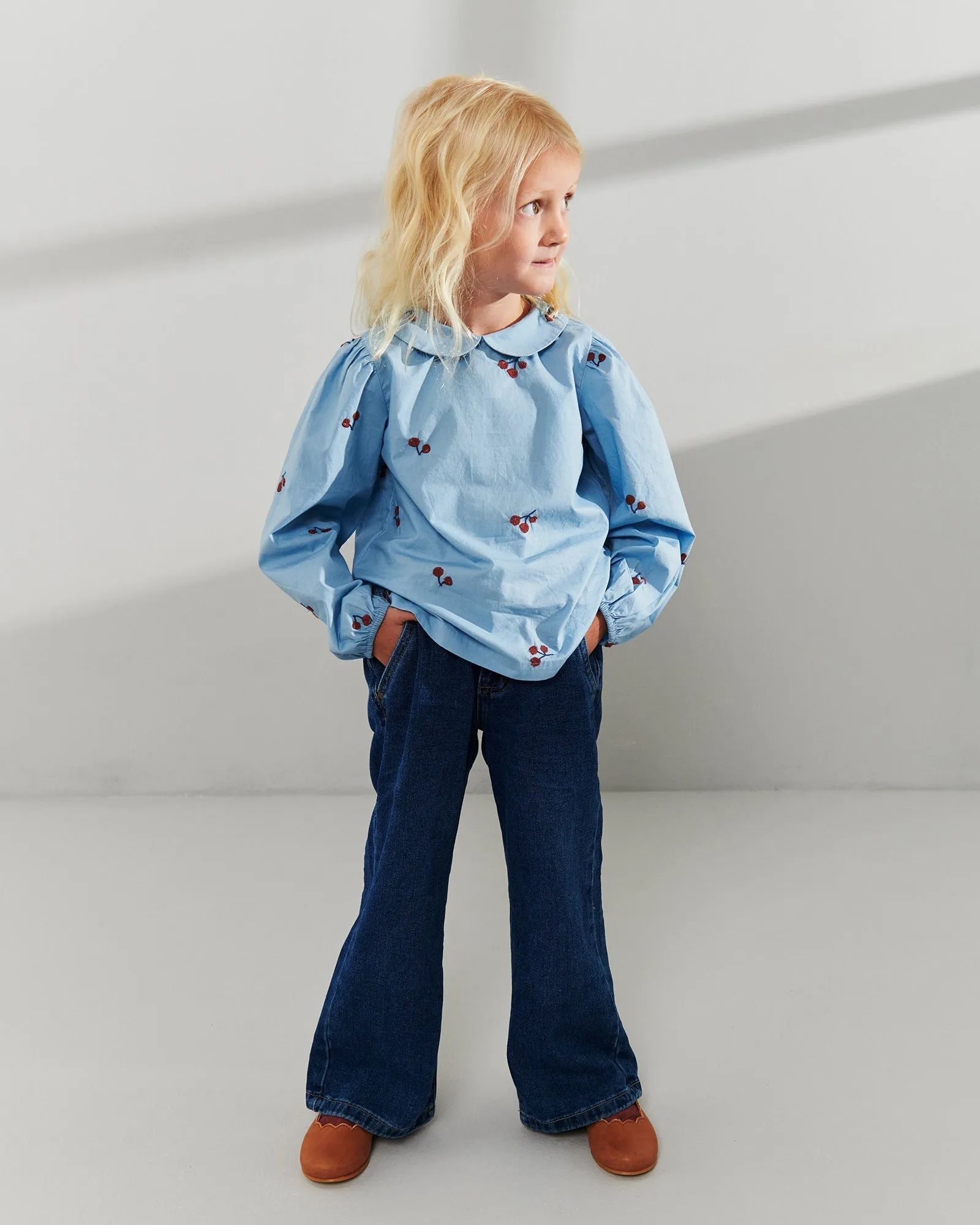 Wide Leg Jeans - Kids - Dark Blue Denim