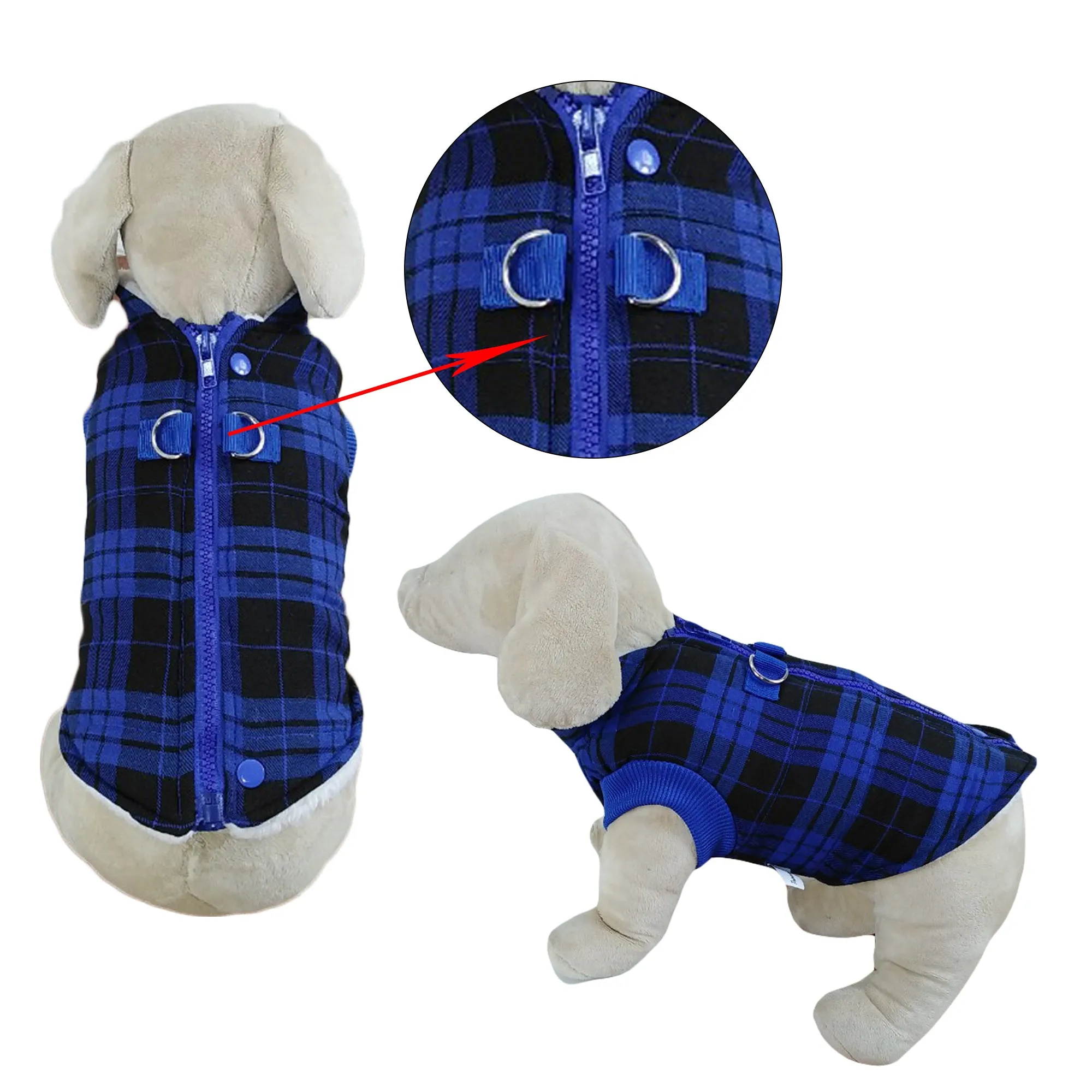 Winter Coat with Thick Fleece Zipper Closure and Leash Ring