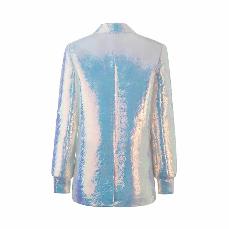 Women Sequins Blazer Sequin Jacket Long Sleeve Glitter Party Shiny Lapel Coat Jacket