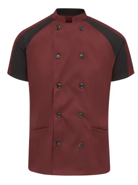 Women's Airflow Raglan Chef Coat with OilBlok 051W - Merlot Heather with Black Mesh