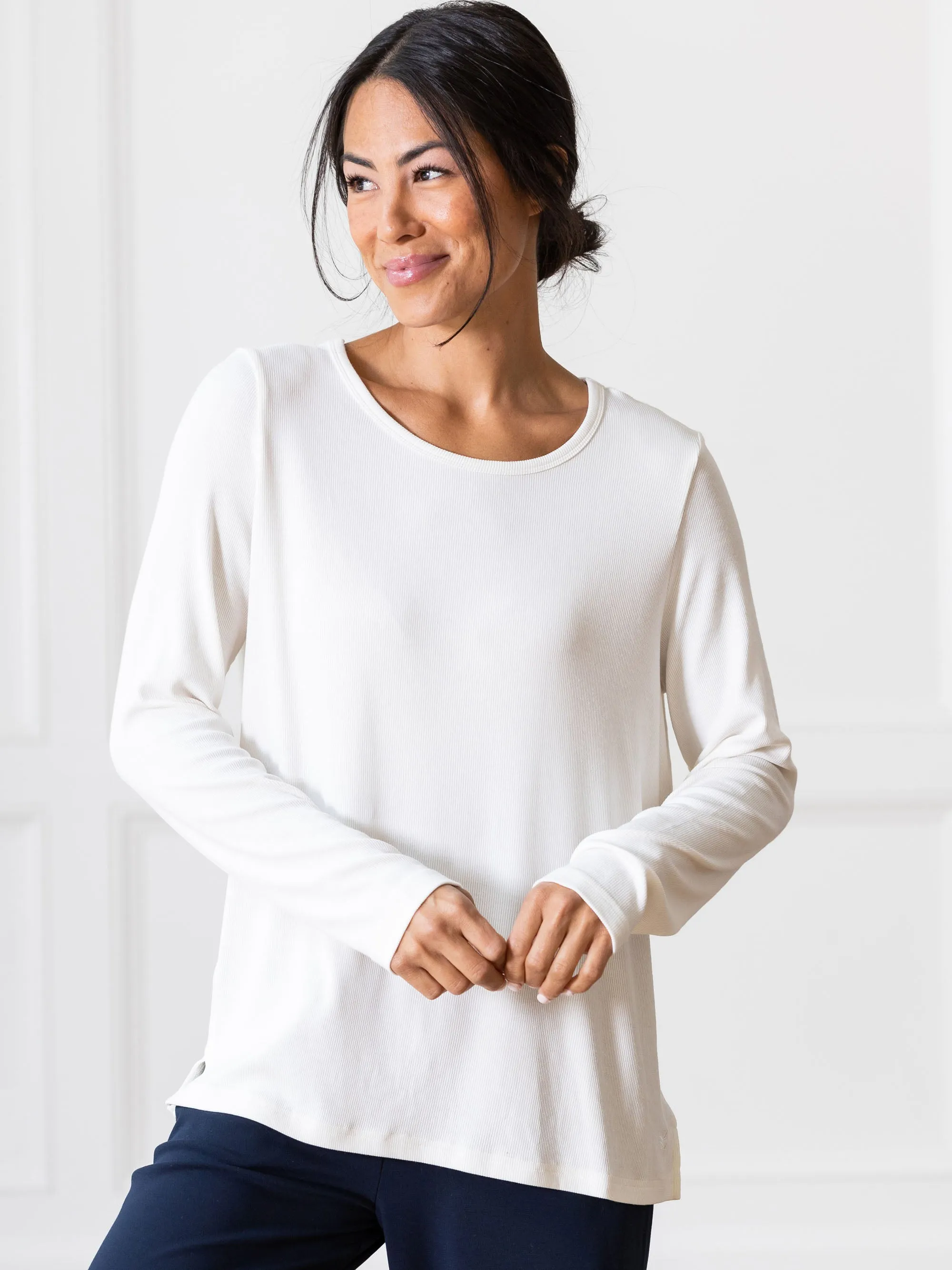 Women’s Bamboo Rib-Knit Long Sleeve Lounge Top