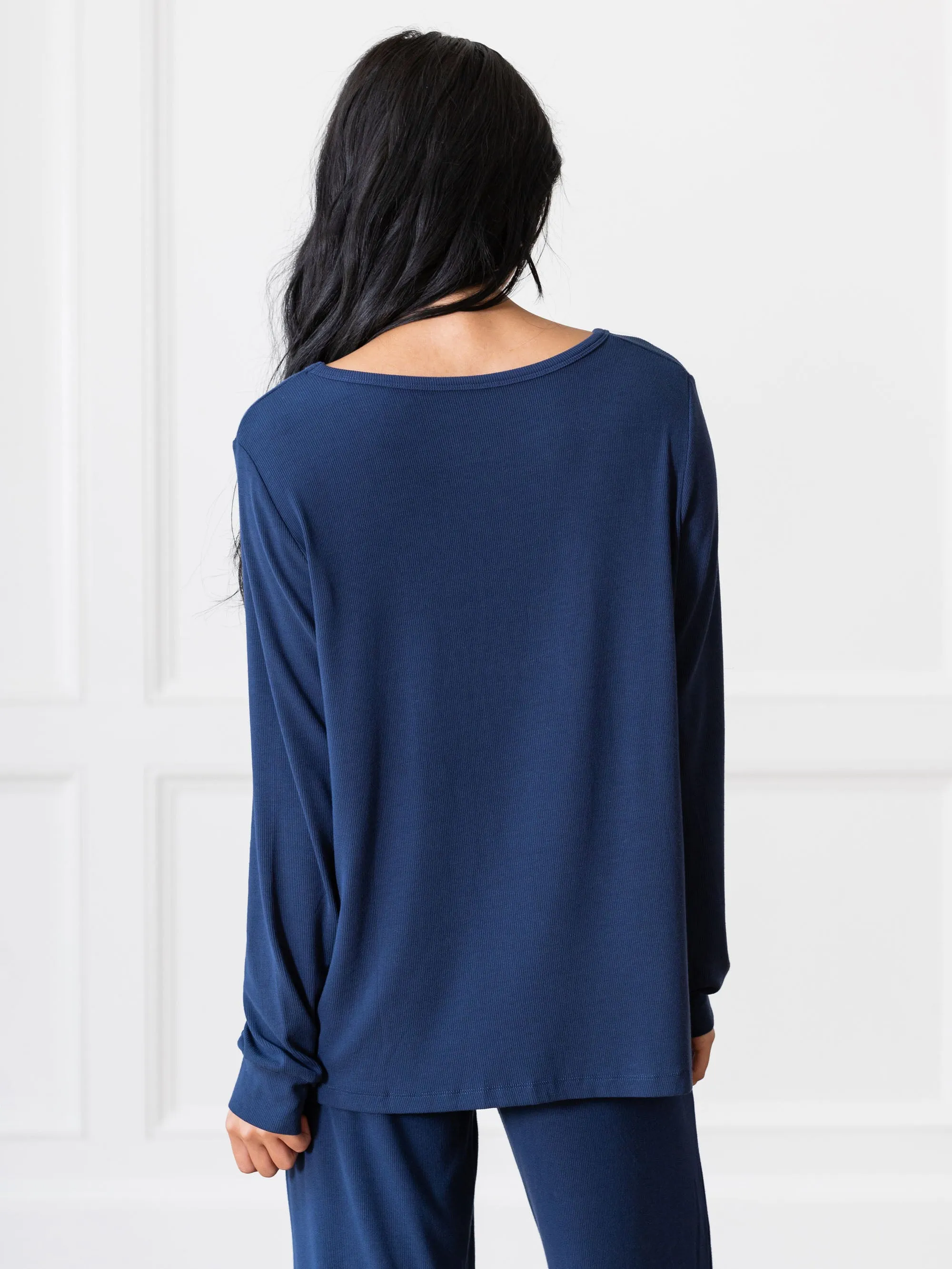 Women’s Bamboo Rib-Knit Long Sleeve Lounge Top