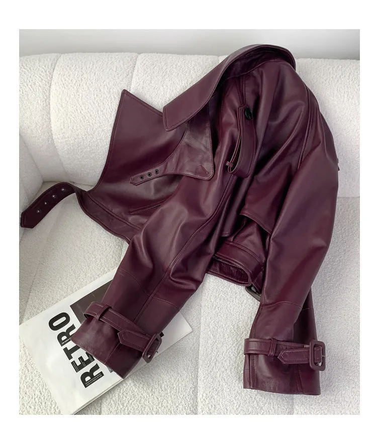 Women's Loose Sheep Leather Jacket