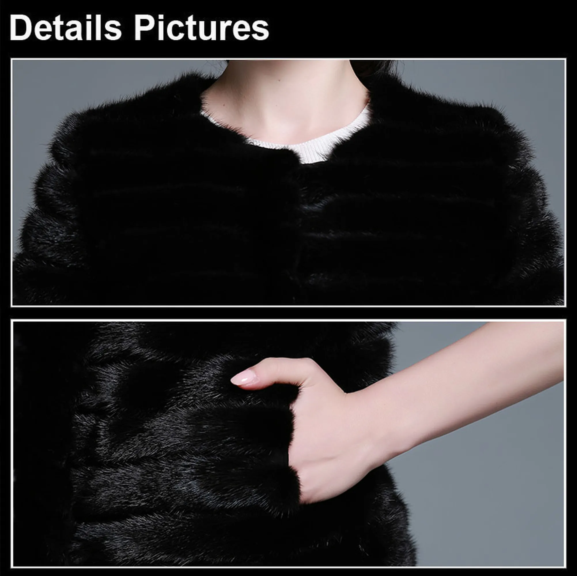 Women's Natural Mink Fur Coat Women Half Sleeve Stripes 13087