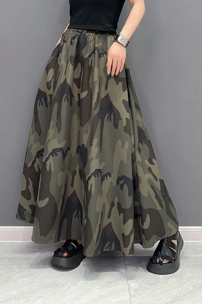 Women's Stylish Camo Print Oversized Skirt